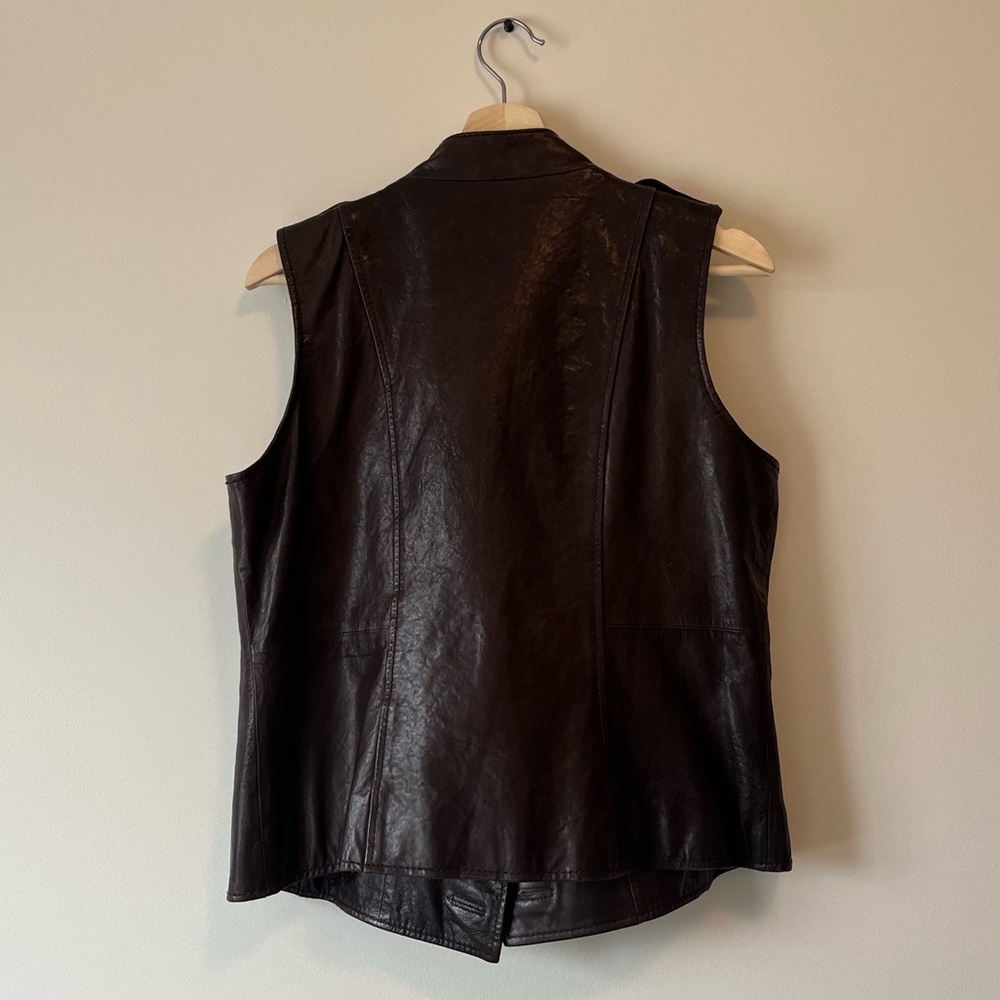 Michael Kors Vintage Brown Leather Vest - Picture 2 of 8